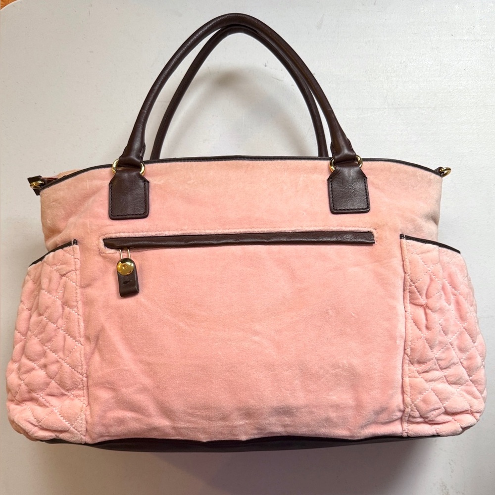 Juicy Couture Velour Embroided Pink Baby Diaper Bag - Picture 15 of 15